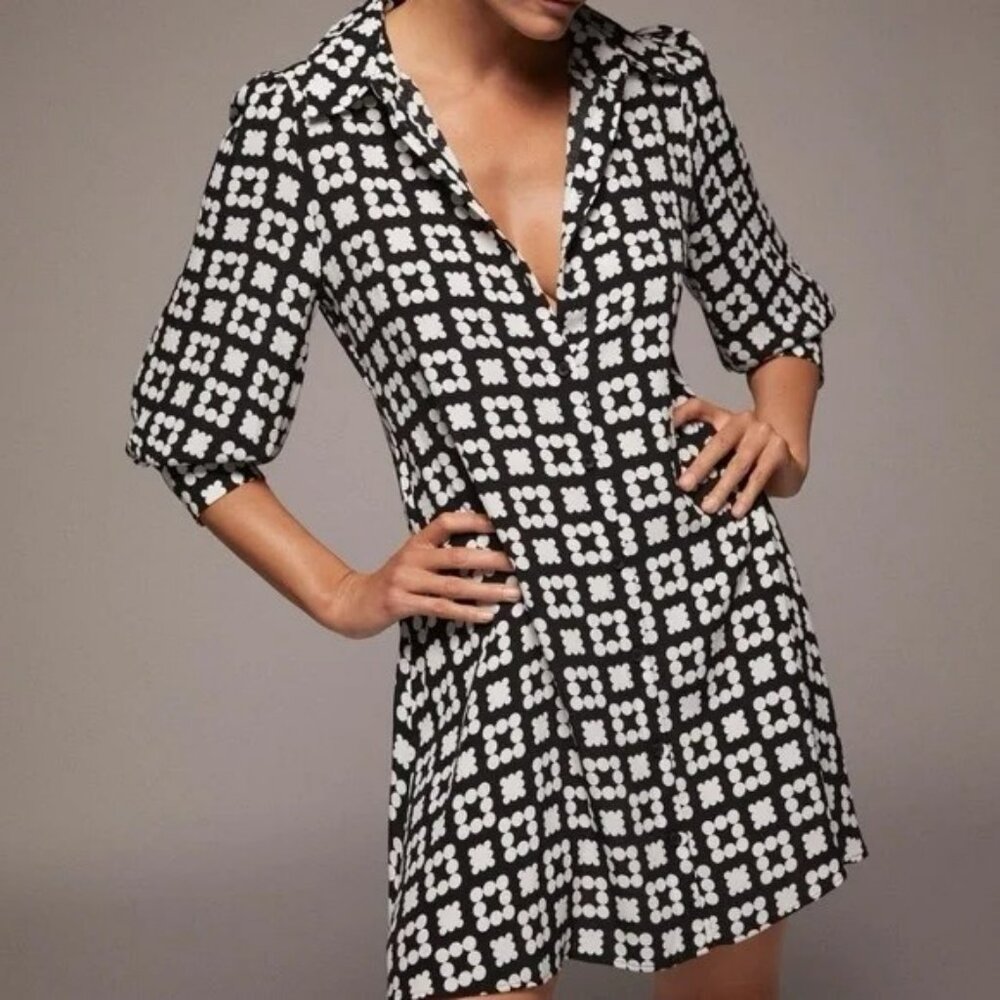 Zara Black and White Printed Mini Dress